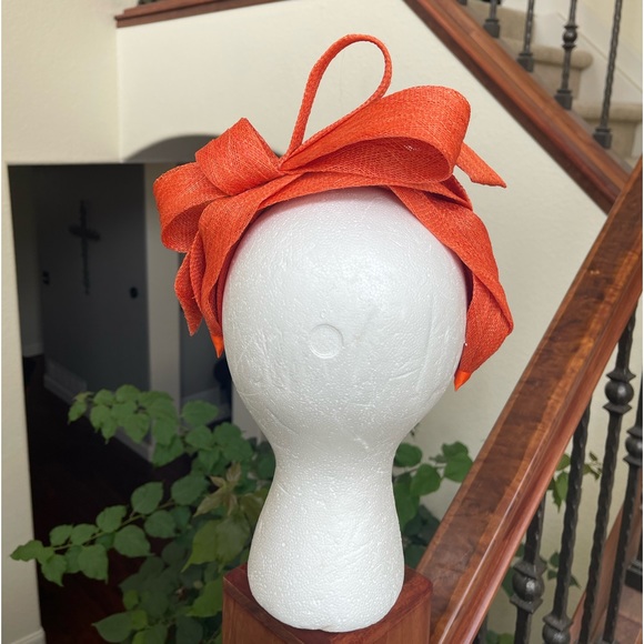 Kentucky Derby Orange Handmade Fascinator - Picture 3 of 5